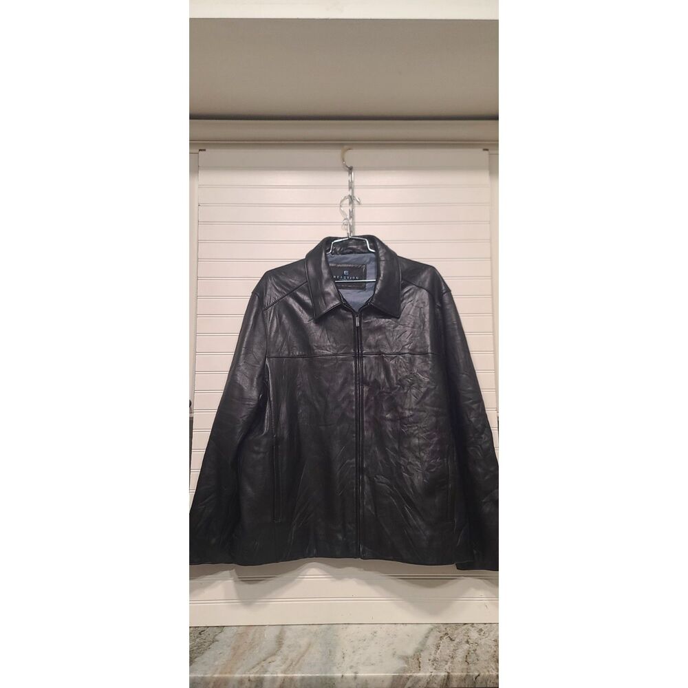 Reaction Kenneth Cole Black Full Zip Leather Jacket Size XXL